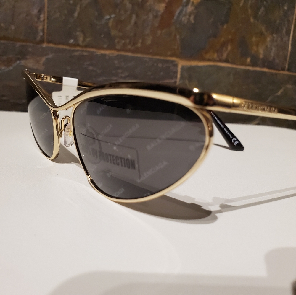 Balenciaga gold logo print cat eye sunglasses